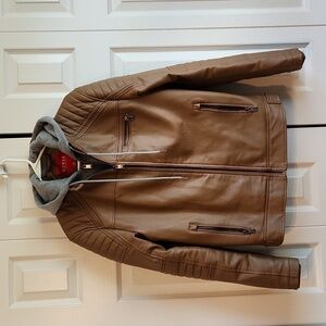 Guess faux leather jacket with hoodie